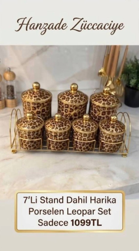 7'li Stand Dahil Porselen Leopar Set